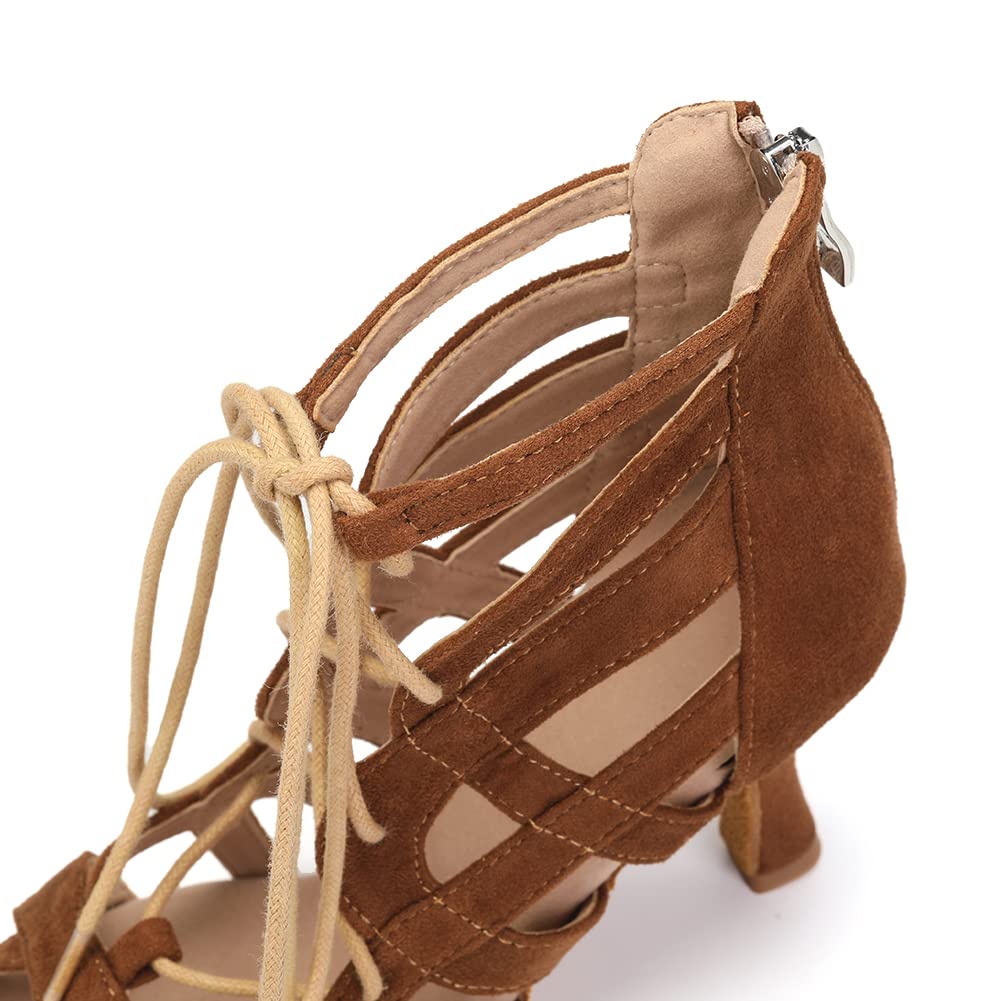 SWDZM Scarpe da Ballo Latino Americano Stivaletto Salsa e Bachata Donna Punta Aperta da Pratica