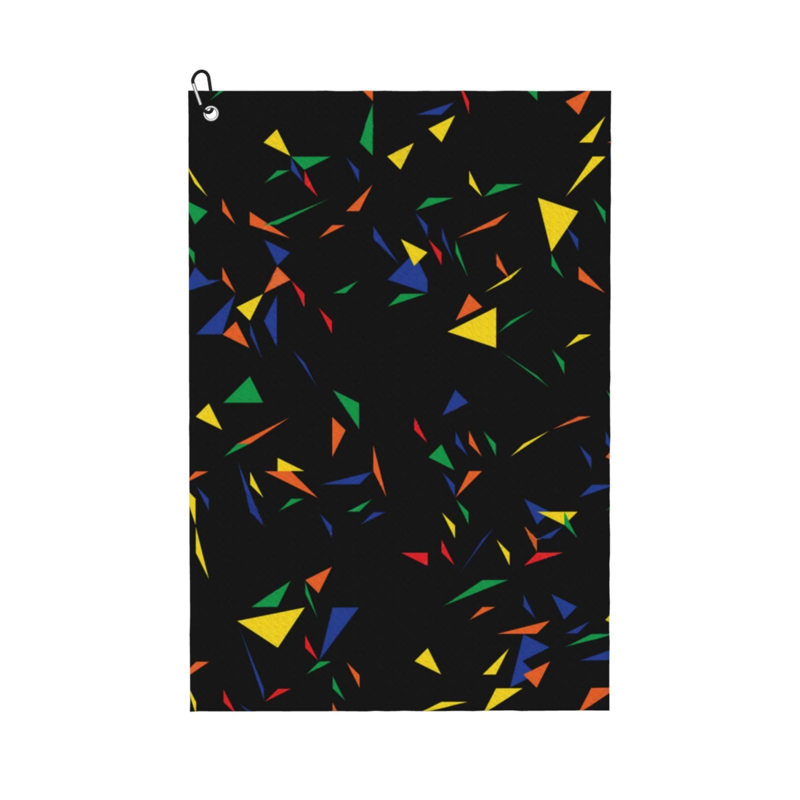 Hnnkloy Print Triangles Abstract Confetti, 16x24 in Portable Waffle Golf Towels with Carabiner Clip for Golf Bag
