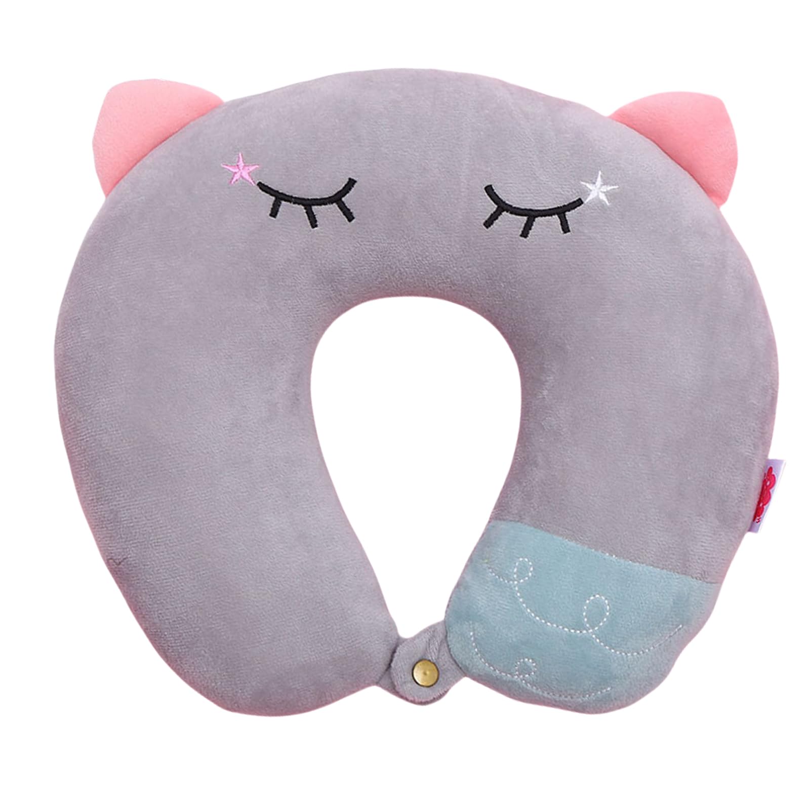 Kalttoy Grey Cartoon Neck Pillow For Napping, Travel Friendly Shape Memory Foams Neck Pillow Animal Travel Memory Foams