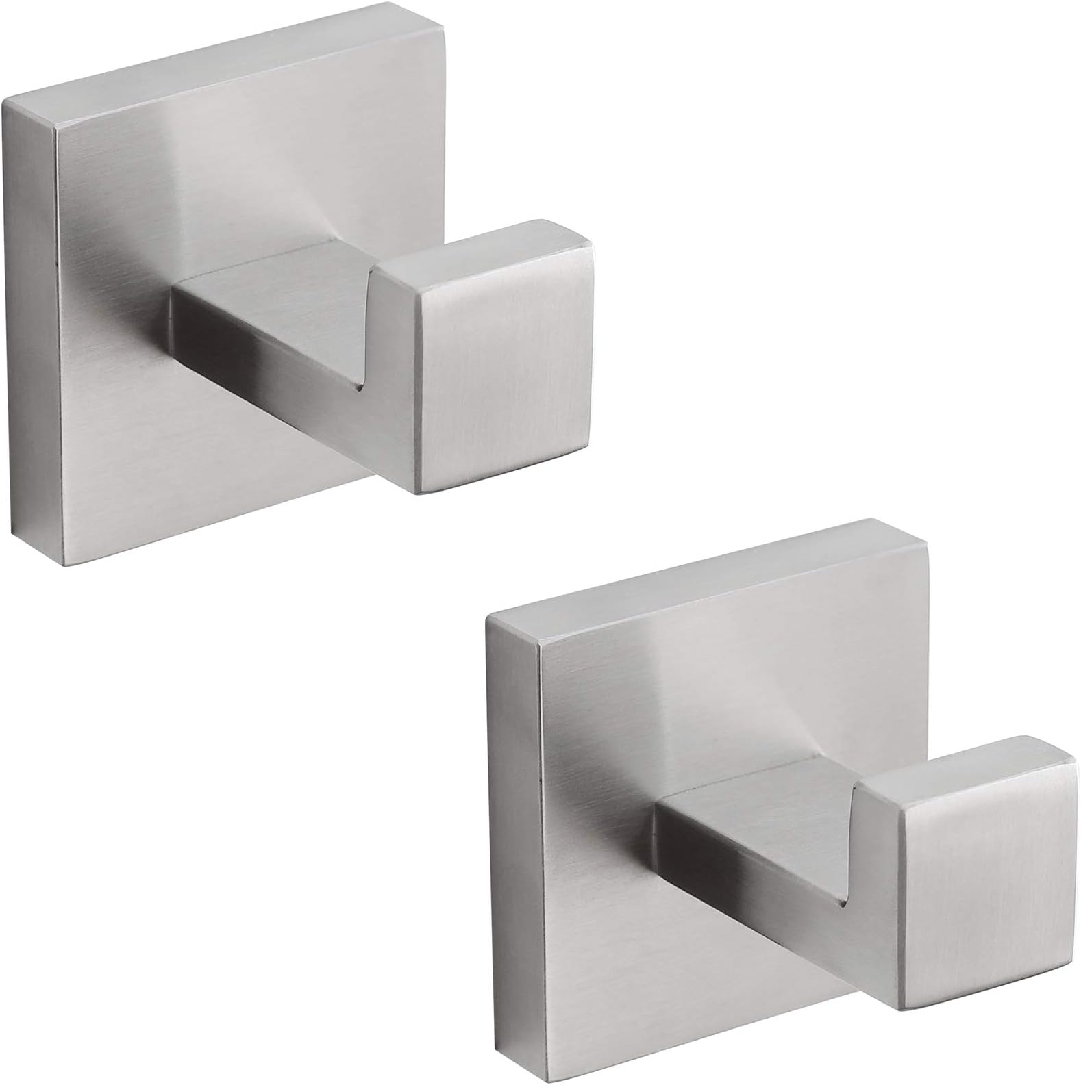 VELIMAXTowel Hooks Square Robe Hook Coat Hook Premium Stainless Steel Heavy Duty Wall Mounted Luxury Hooks for Bathroom Hotel, Brushed, 2-Pack