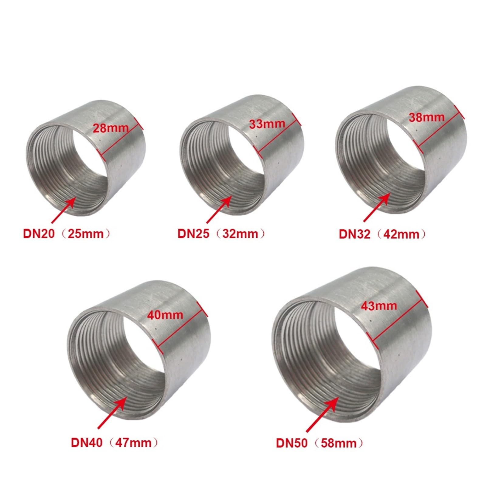 1 pieza de acero inoxidable rosca interna calentador de agua accesorios 201/304 rosca de acero inoxidable DN20/DN25/DN32/DN40/DN50 (201 SS, DN32)