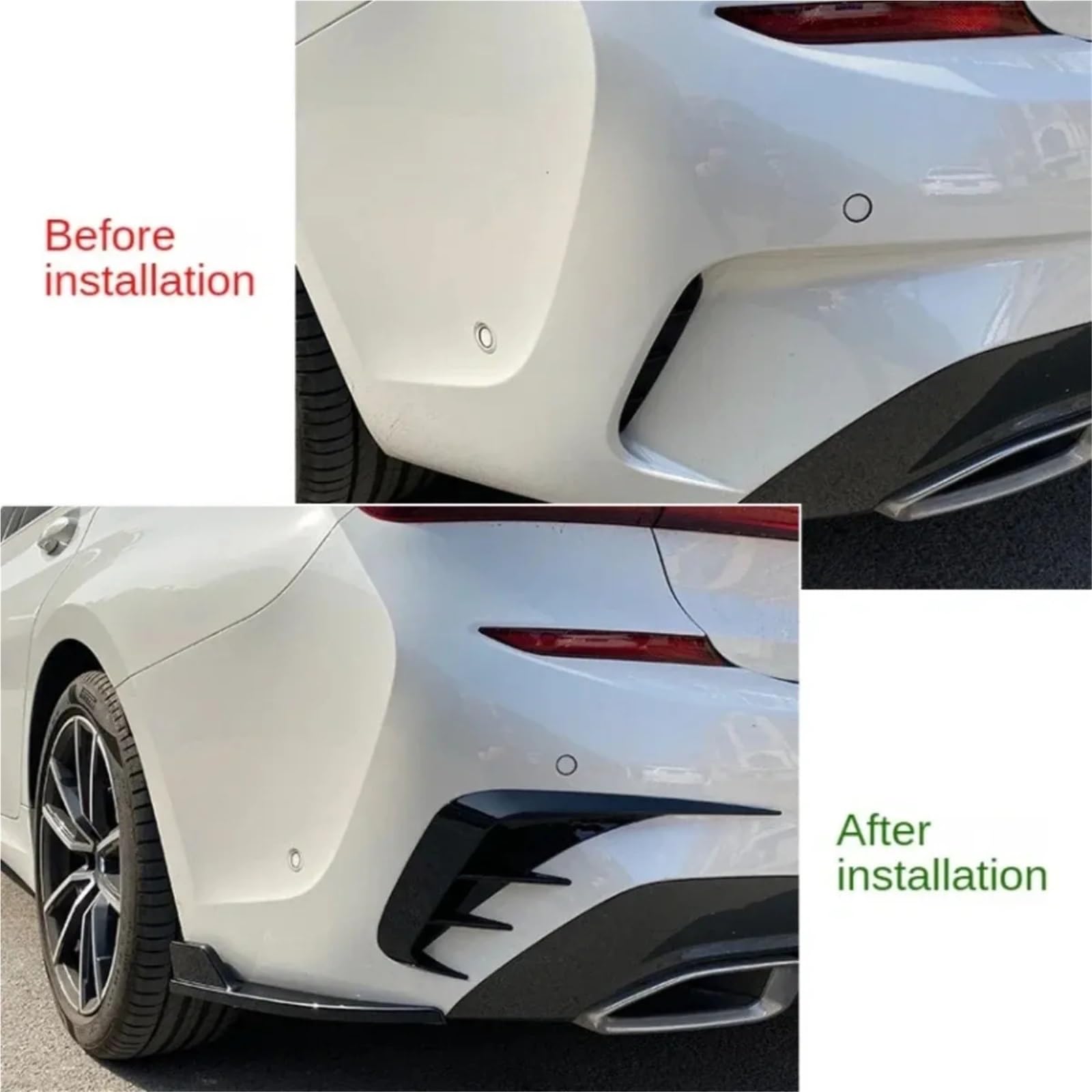 Pasuje do BMW serii 3 G20 320I 325I 330I 2019-2022 Spoiler tylnego zderzaka boczny odpowietrznik osłona wylotu tapicerka(Carbon Look)