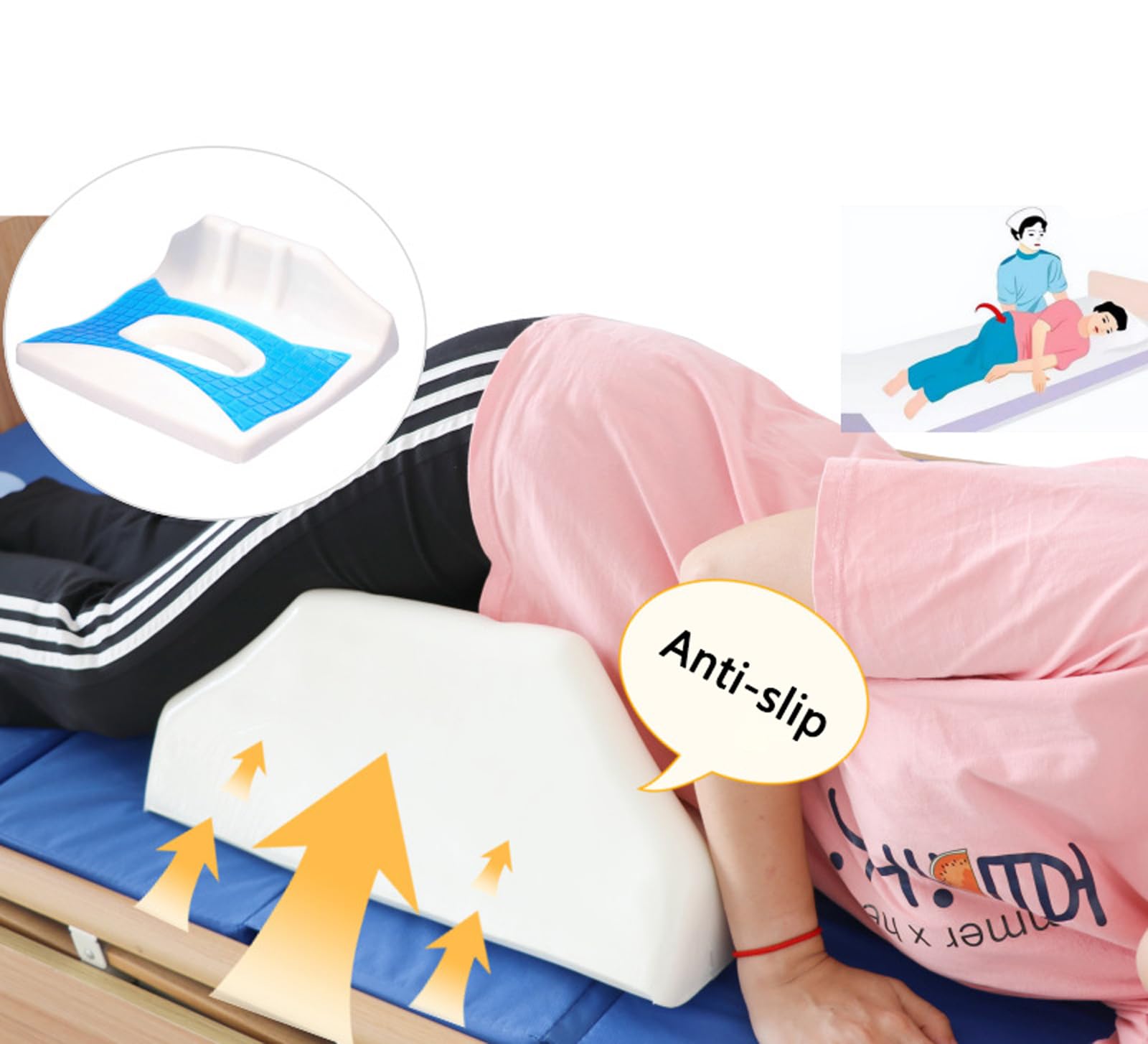 Cojín De Asiento para Coxis, Cojín Antiescaras con Funda Extraíble, Almohada para Coxis con Apertura De Forma Ovalada, para Ancianos, Postrados En Cama, Discapacitados