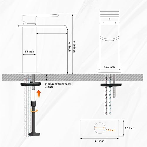 Miniatura 5 de Grifo de baño de níquel cepillado OWOFAN Waterfall grifo de lavabo con drenaje emergente de una sola manija vanidad casa de campo RV lavabo grifo