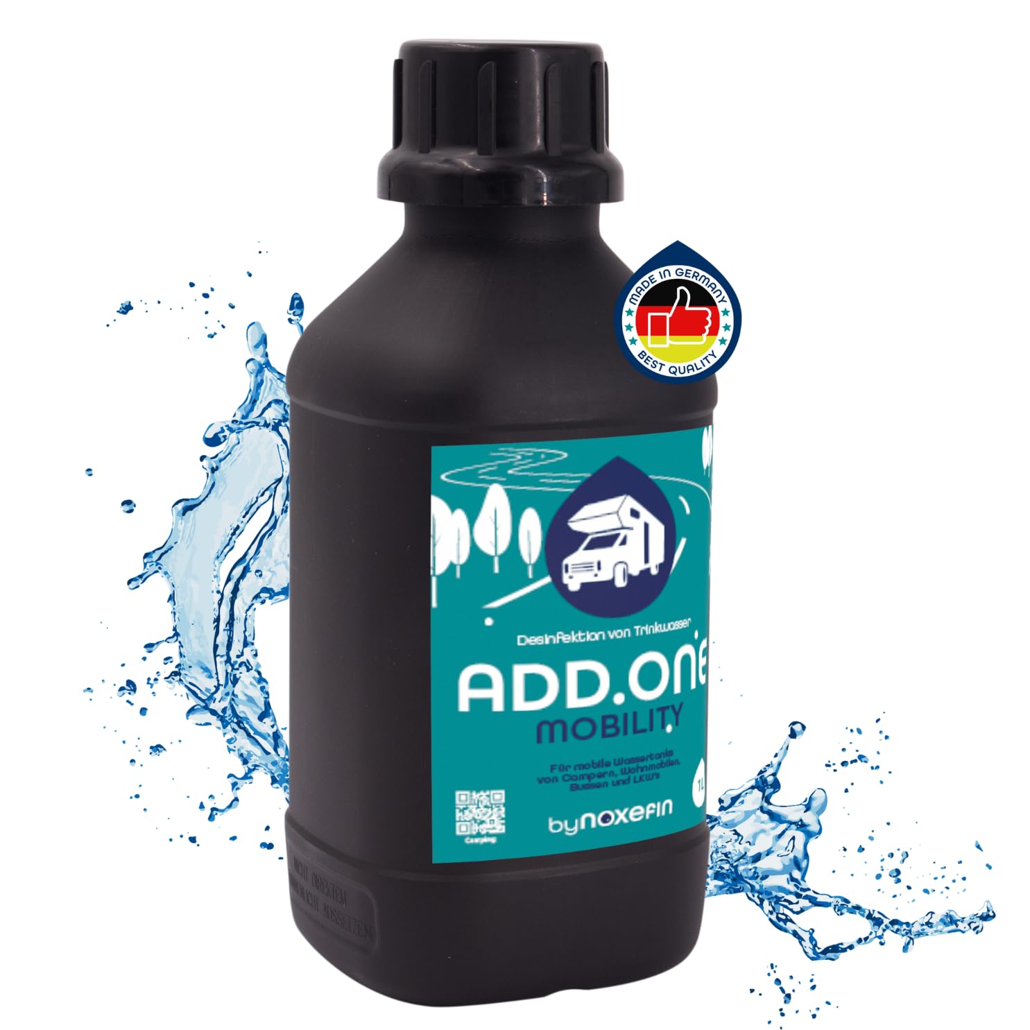 ADD.ONE Trinkwasserdesinfektion & Biofilmabbau, 1 L | für Wohnwagen, Camping, Outdoor, Tiere und Boote - genug für 100L - Kein Gefahrenstoff - 100% Geschmacksneutral