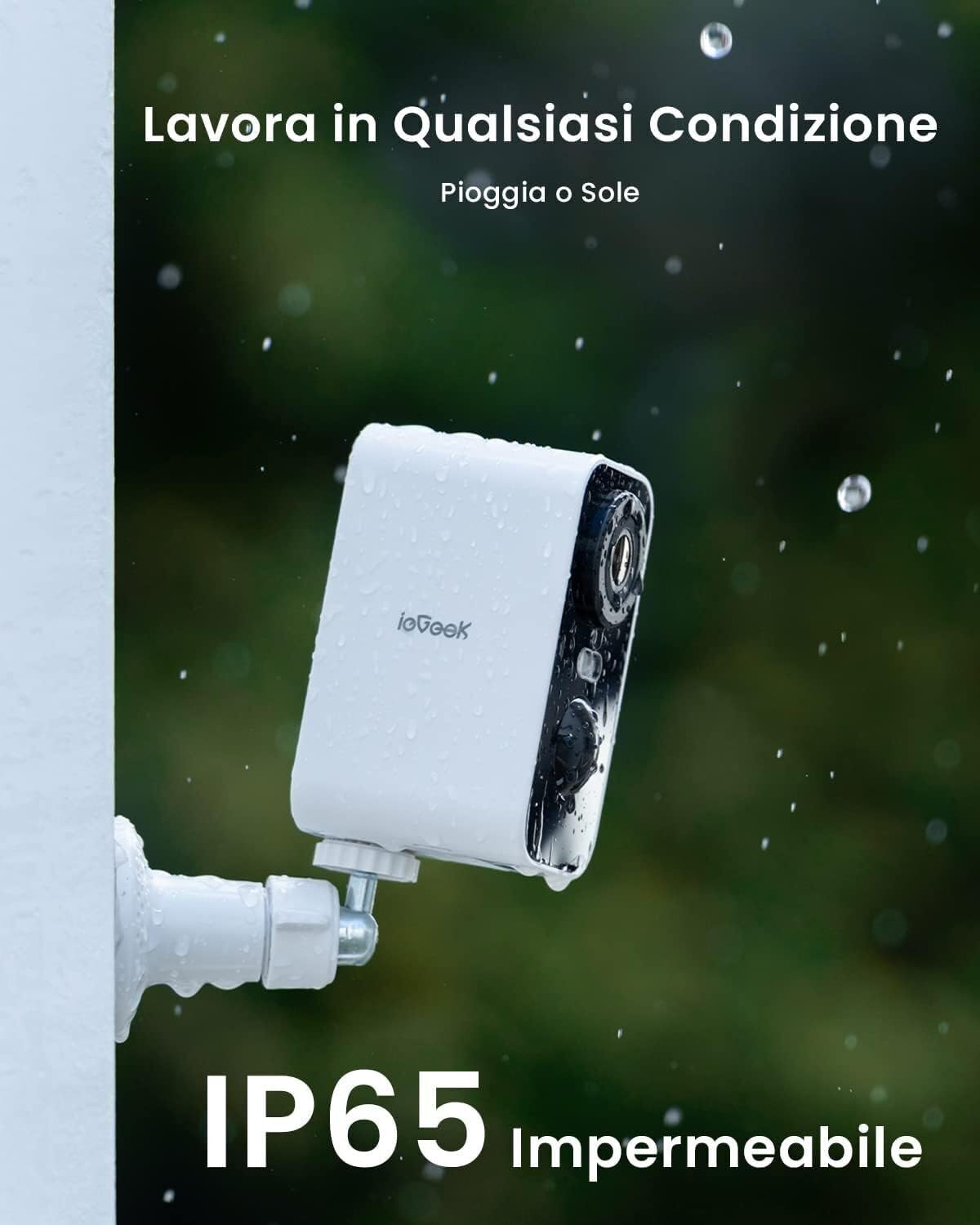 OBA Telecamera Wi-Fi Interno/Esterno Batteria Senza Fili, Videocamera con Faro e Allarme, Visione Notturna a Colori, Rilevamento del Movimento Persona, Sirena, Audio a 2 Vie, Funziona con Alexa