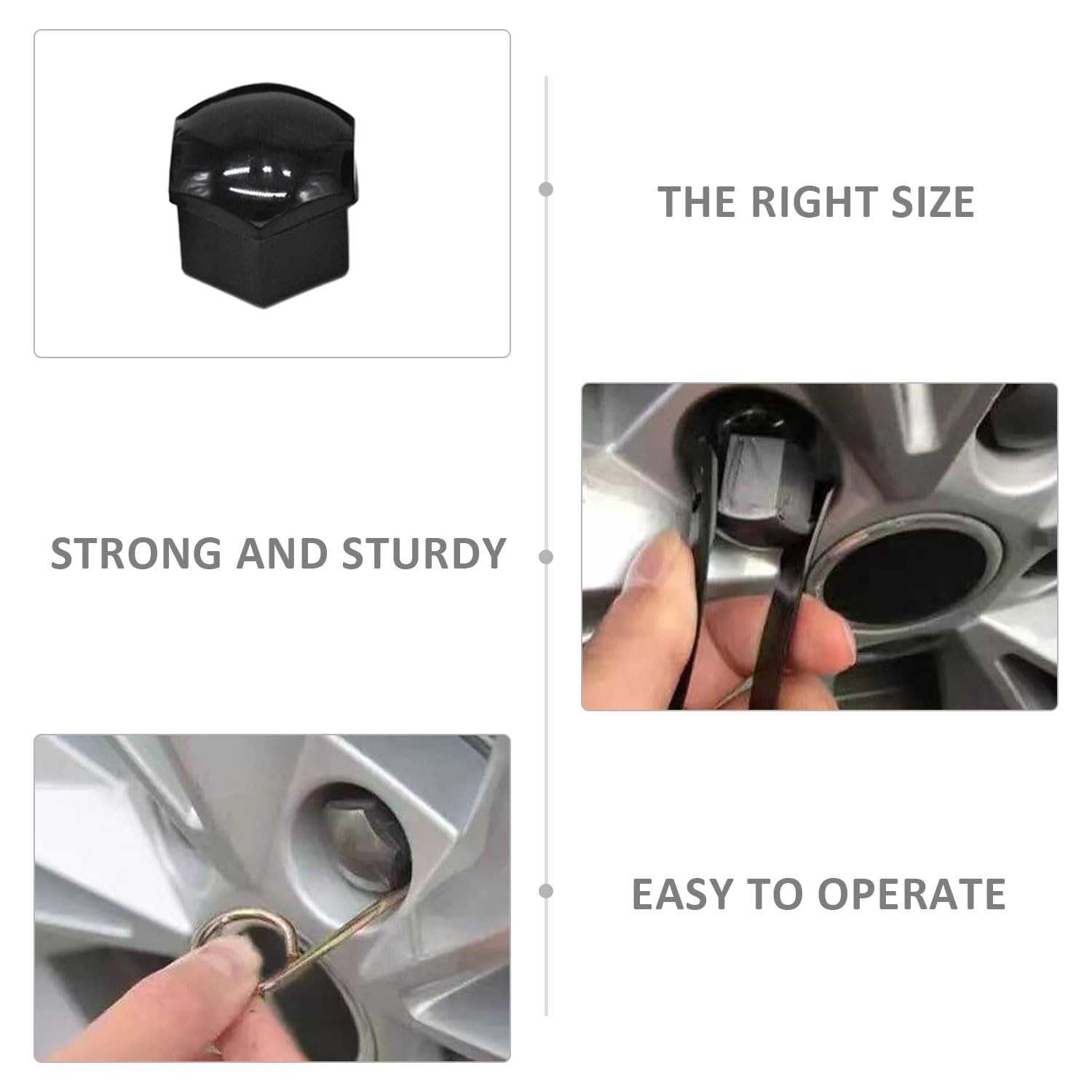 MEMOFYND 1 set di copridadi auto da 17 mm, strumento per la rimozione dei dadi delle ruote, adatto per la maggior parte degli accessori per auto (nero)