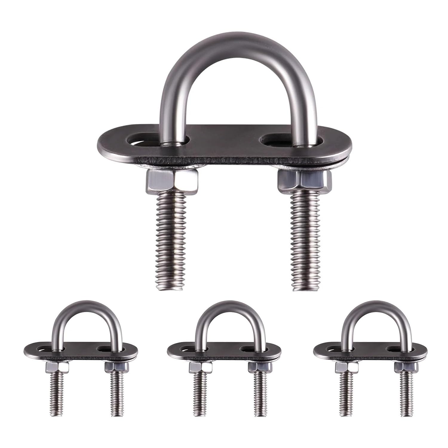 U Bolts 4 Sets M6 Stainless Steel U-Shaped Fasteners with Nut Plate Washer for Ski Boat, Fishing Boat