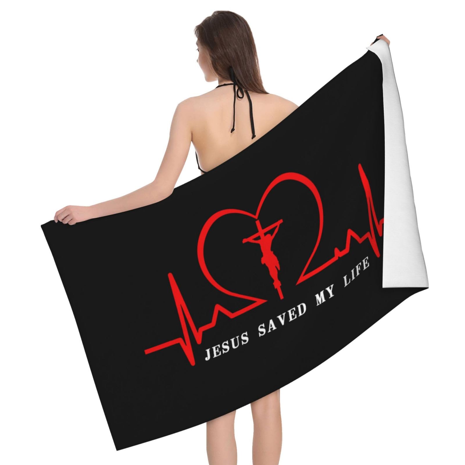 HLBSDM Microfiber Jesus Christ Saved My Life 1 Beach Towel Quick Dry Soft Sand Free Beach Towels for Pool Swim Beach Lightweight Thin Towels