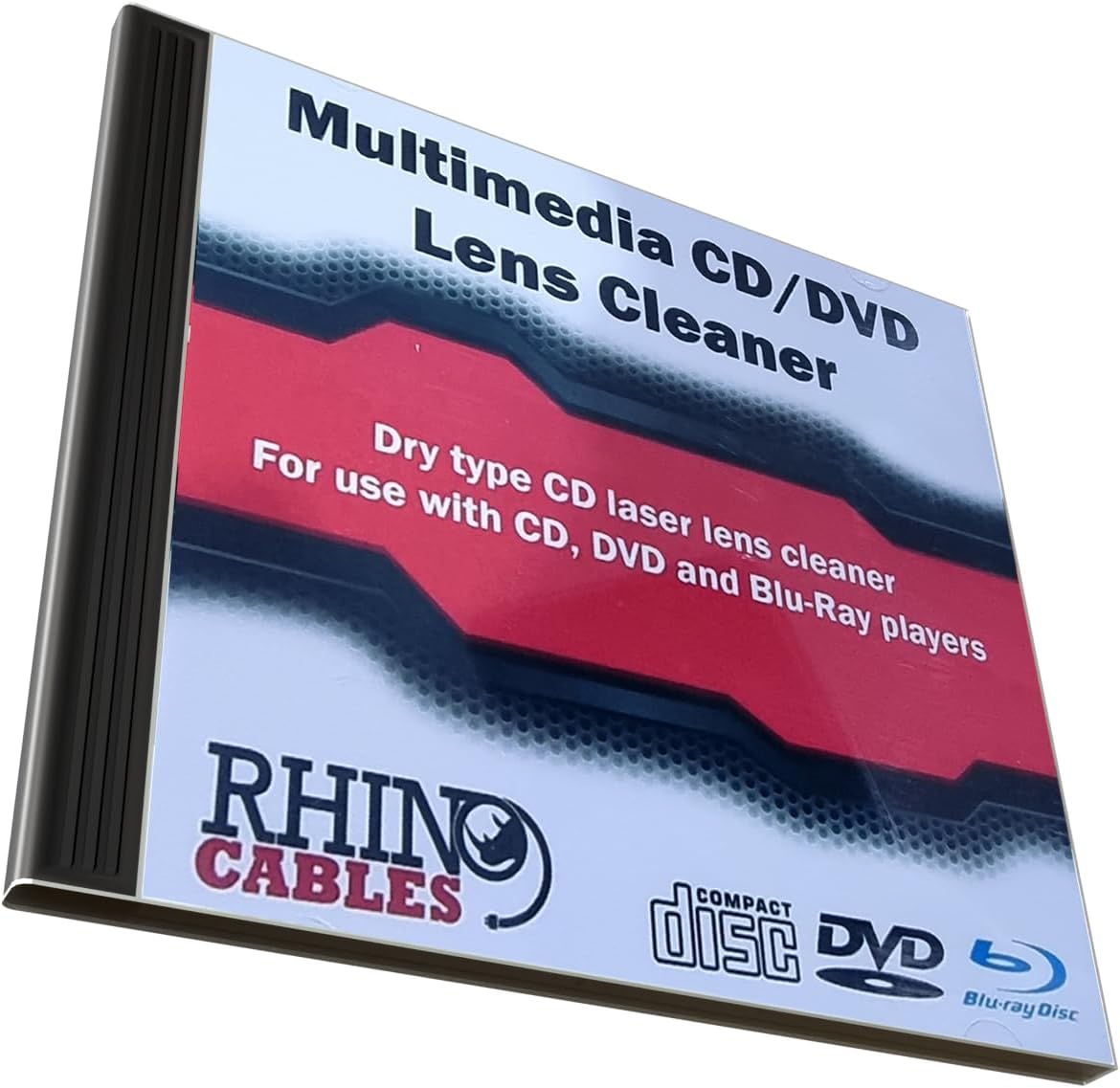 rhinocables - CD DVD Lens Cleaner | Laser Cleaning Disc Set | Optical Drive Maintenance for CD, DVD, Blu-Ray Players | Universal Compatibility | Enhance Playback Experience