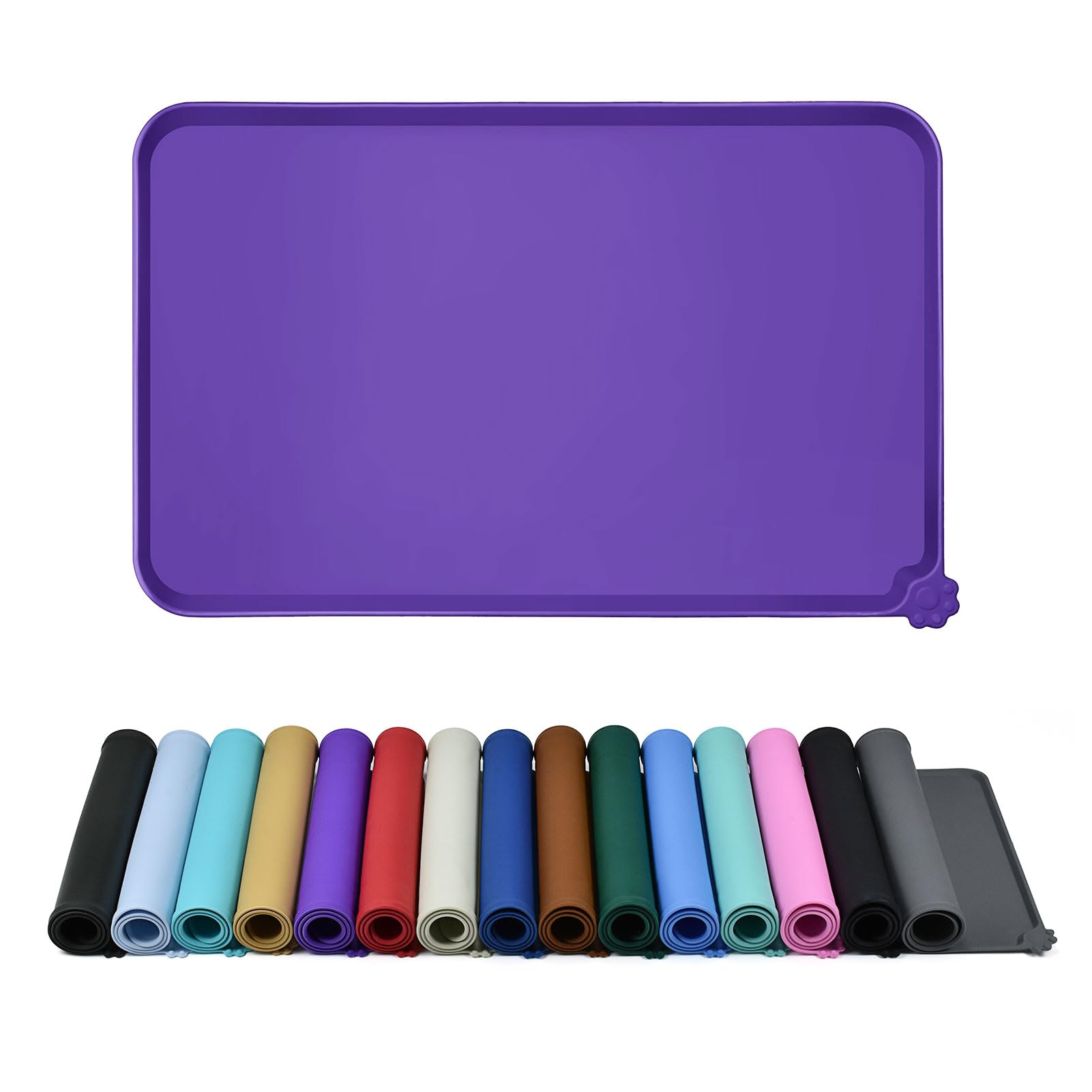 Reopet Silicone Pet Feeding Mat, Waterproof Dog & Cat Food Mat with Raised Edges, Prevents Spills - Multiple Colors & Sizes โ image 1