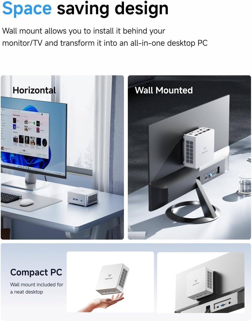 MINISFORUM Mini PC UM870 Slim, AMD Ryzen 7 8745H CPU 8C/16T fino a 4,9 GHz, versione barebone senza DDR5/PCIe4.0 SSD/OS, scheda grafica AMD Radeon 780M, HDMI/USB 4/DP, RJ45 2,5G, WiFi, BT