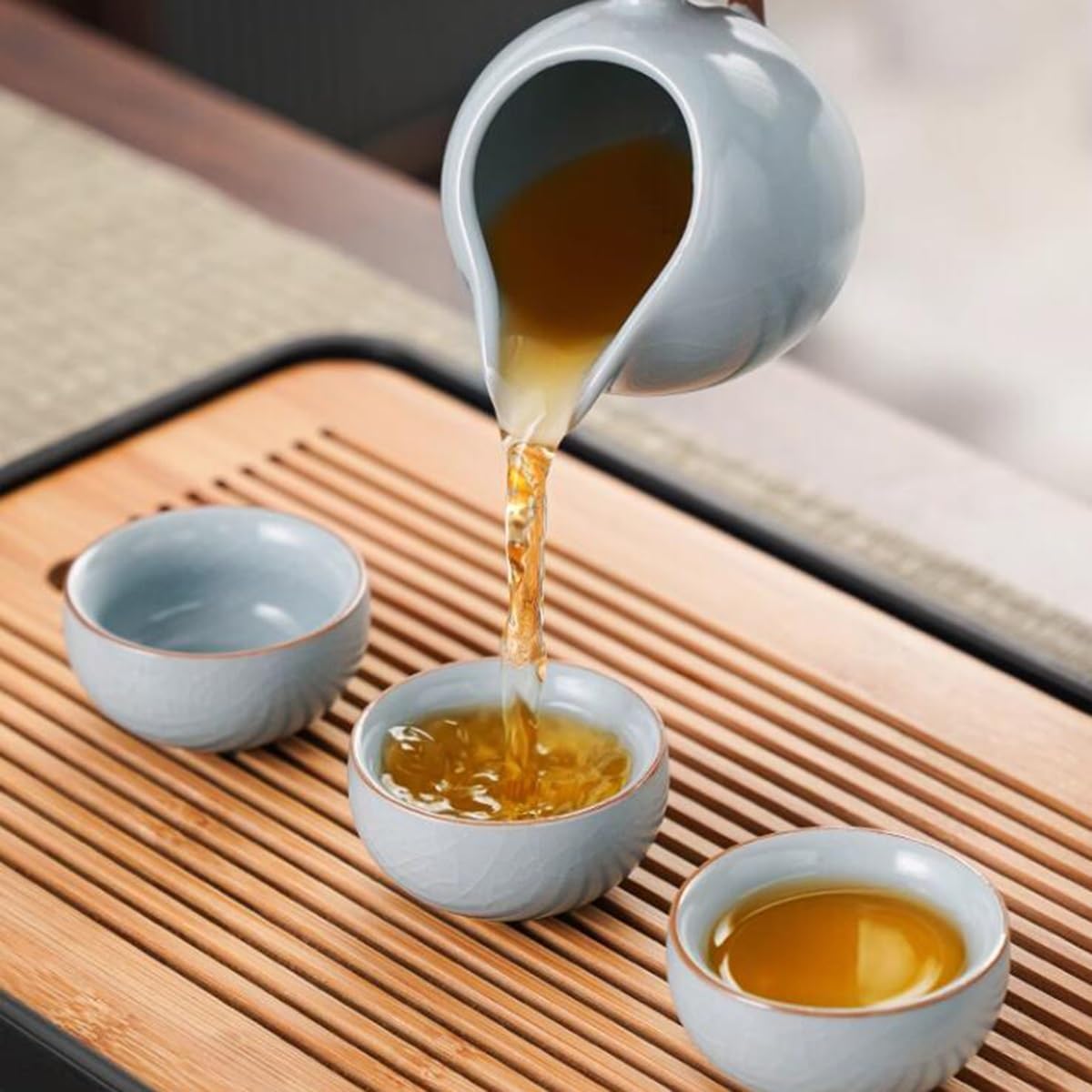 Ceramic Tea Set with Tray, Small Tea Tools with 1 Teapot, 1