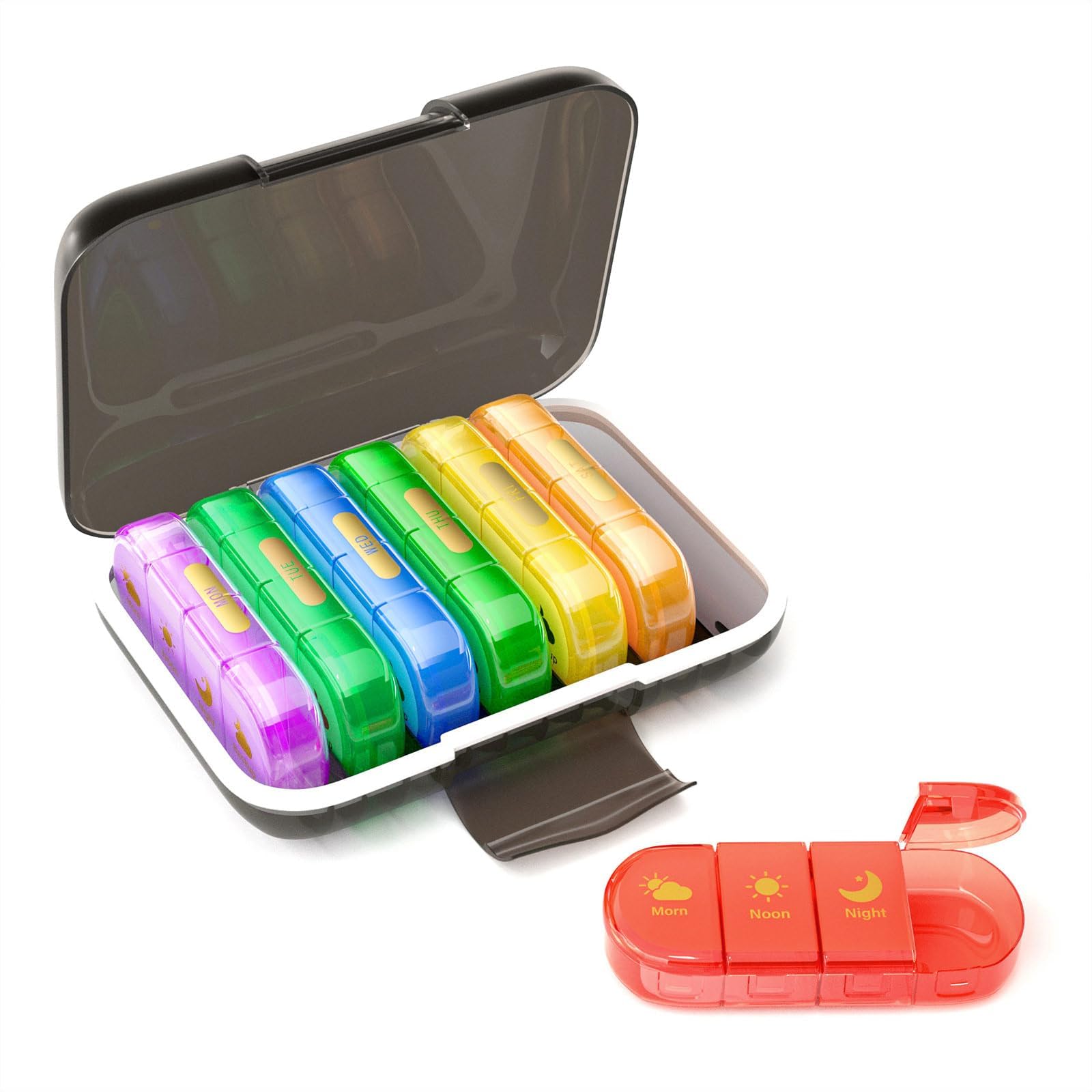 MAKINGTEC Large Weekly Pill Organizer 4 Times a Day, 7 Day Pill Box with Moisture-Proof Case, Portable Travel Pill Case for Vitamins Fish Oils Medications Supplements