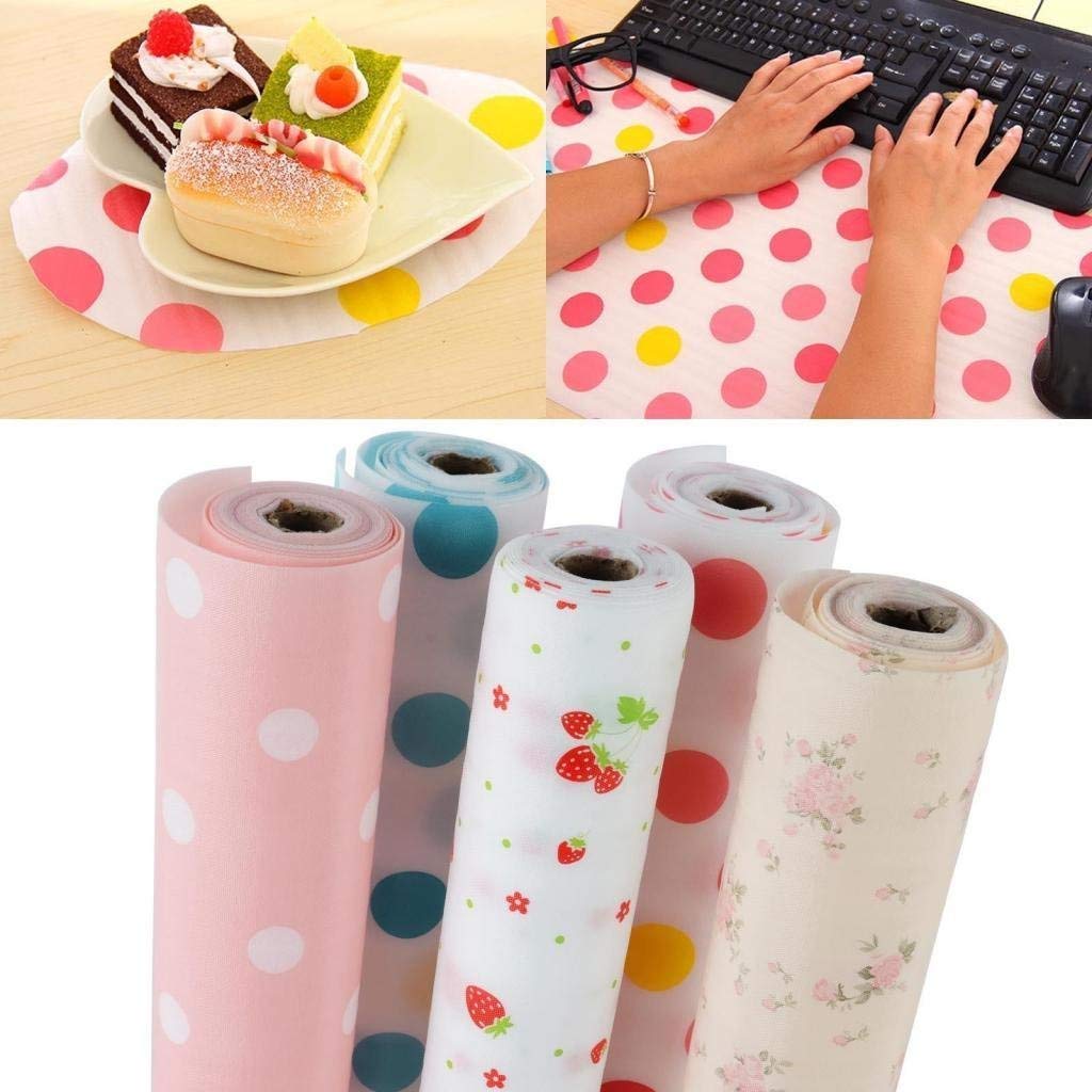 Lariox Printing Antibacterial Cabinet Plastic Foam Household Wardrobe Moisture Drawer Pad Waterproof Non-Slip Paper Kitchen Cupboard Liners Roll Mat, 30x300 cm (Multicolour Pack of 1) 3
