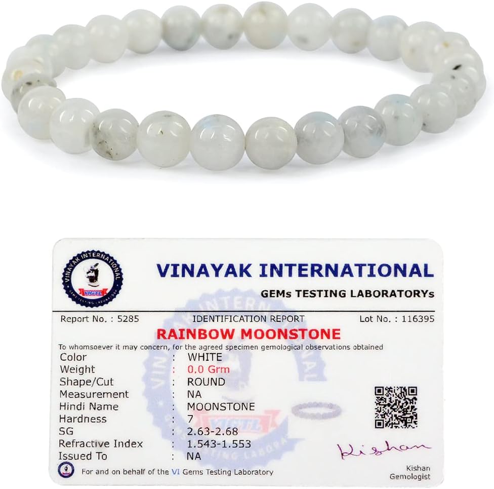 Certified Natural Crystal Stone Bracelet 6 mm Round Beads for Men & Women | Premium Gemstone Jewellery Collection | Reiki Charged | Multiple Stone Variants Available