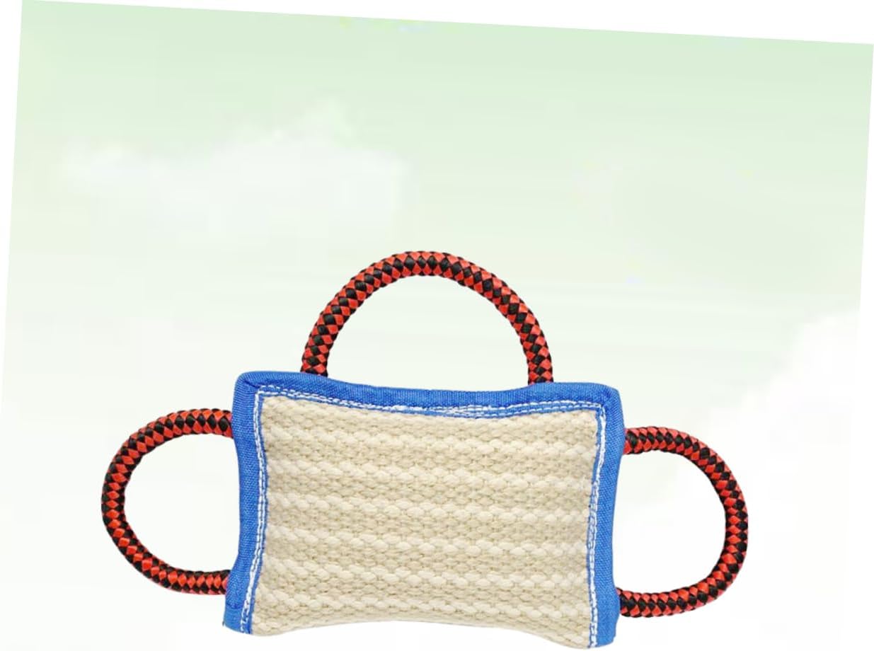 SUPVOX Sturdy Handle Pet Bite Pillow Dog Training Toy Chewing Pillow Interactive Play for Dogs Jute Material