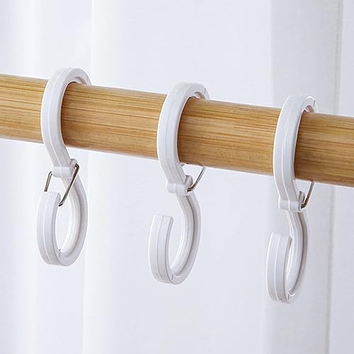 8 ganchos para cortina de ducha de plástico a prueba de óxido, ganchos para cortina de ducha con hebilla de seguridad, ganchos en S para colgar