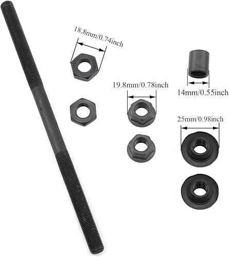 Miniatura 3 de Eje de bicicleta de 7.480 in de velocidad múltiple eje trasero eje 38 pulgadas negro 26 TPI eje eje de cubo cónico bloqueo tuerca arandela kit -1