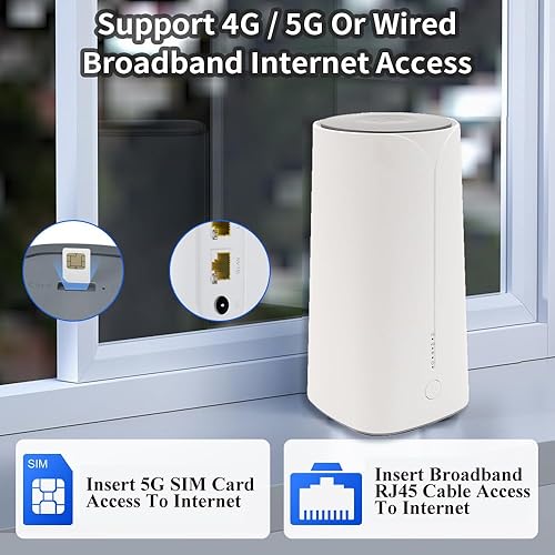 Miniatura 5 de UOTEK Router CPE 5G con ranura para tarjeta SIM, NSA SA WiFi 6 5G Router Dual Band Modem para el hogar Oficina Interior Router inalámbrico Internet
