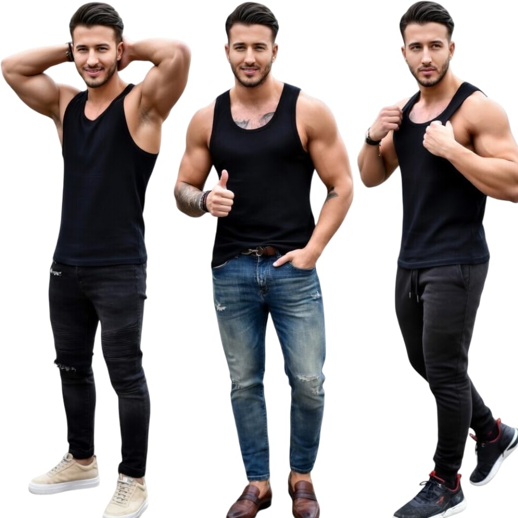 Combo Pack of 3 Men's Sports Sando | Polyester Sleeveless Tank Top for Men | Gym Wear, Workout Vest, Running Vest, Training Shirt, Casual Summer Wear-picture-26