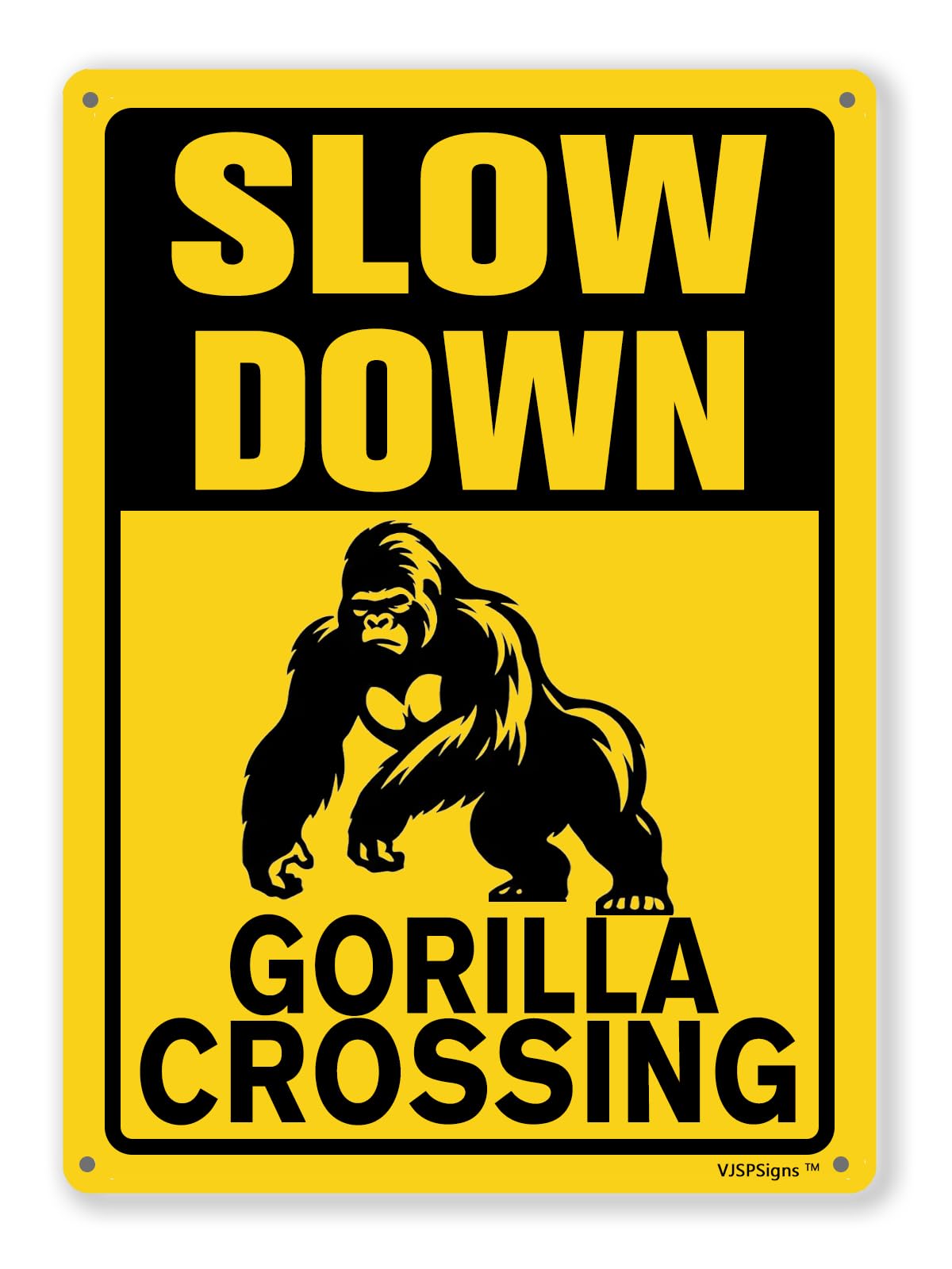 peiyeety Gorilla Crossing Sign,Slow,Outdoor Yard,Road Safety Decor Sign, 12"X16" Metal Aluminum