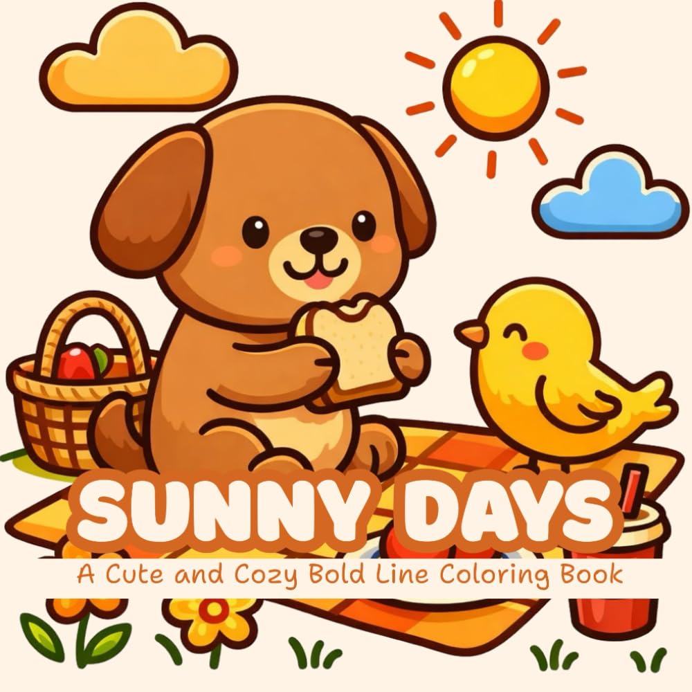 Sunny Days A Cute and Cozy Bold Line Coloring Book