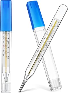 MAGICLULU 2-Pack Glass Thermometers for Adults Kids Babies - Precise Oral Armpit Temp Dual ℃/℉ Scale Fast Reading Portable