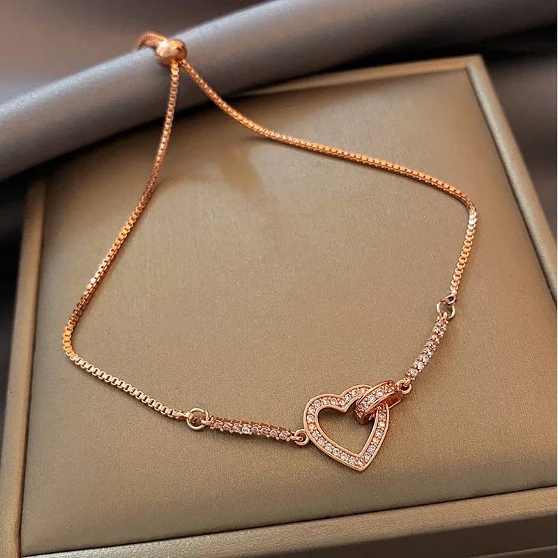 Bracelet de coeur zircon FLXHHX réglable pour femmes