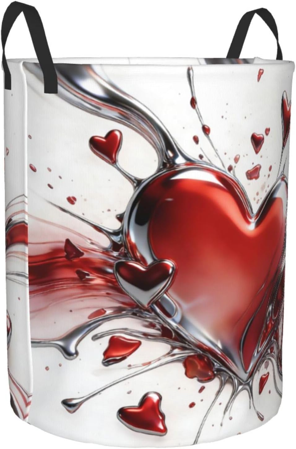 Flame Red Heart Print Dirty Clothes Basket, laundry hamper for Bathrooms, Living Rooms, and Home Storage