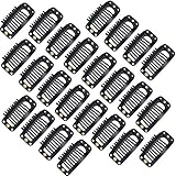 TecUnite 100 Pieces Black 9-Teeth Wig Snap Clips Metal Comb Wig Clip for Hair Extension