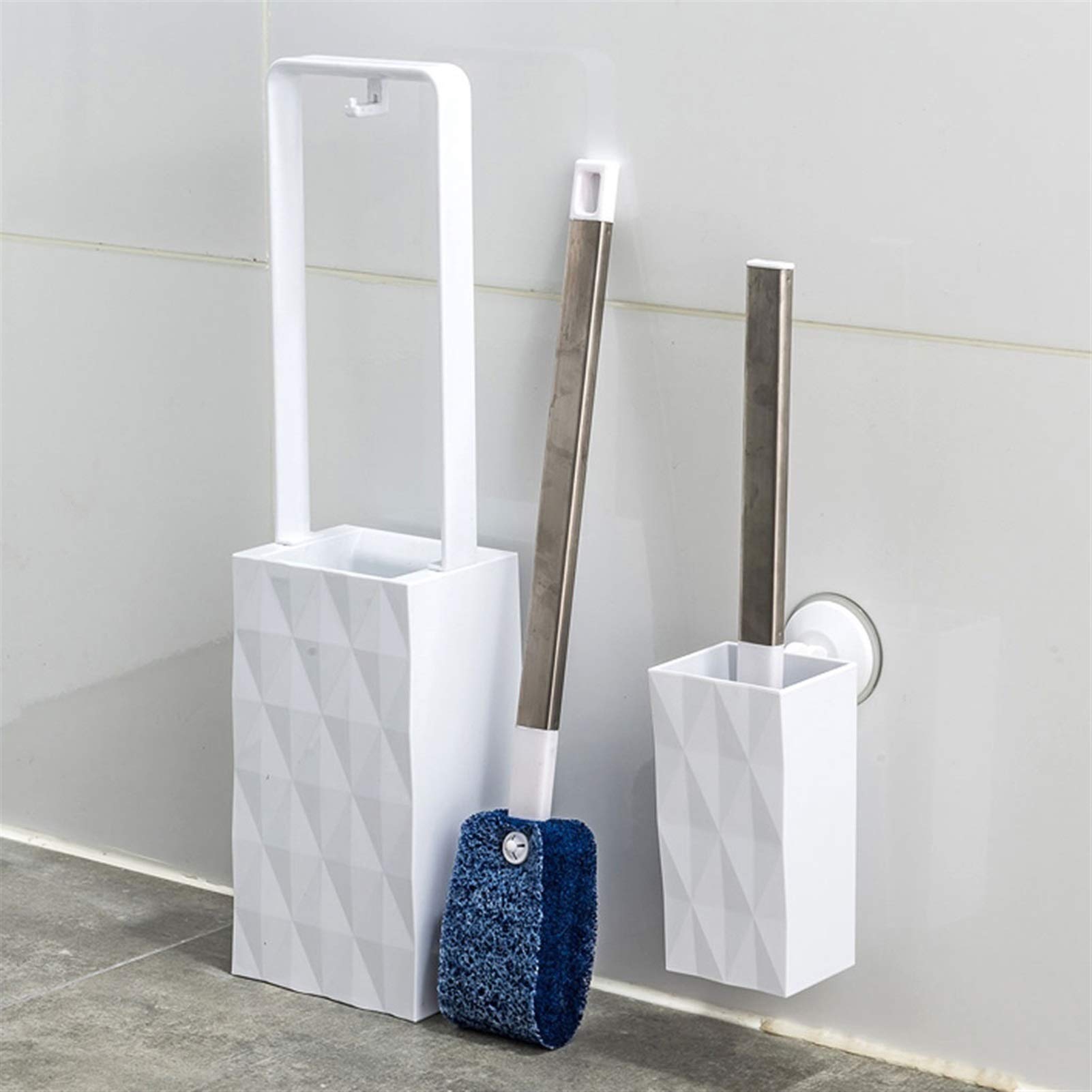 Escobilla Baño/Escobilla y Portaescobillas de Baño Cepillo de baño y soporte, limpieza del cepillo de inodoro con mango de aluminio y cabeza de cepillo de fibra de nylon suave para la limpieza del bañ