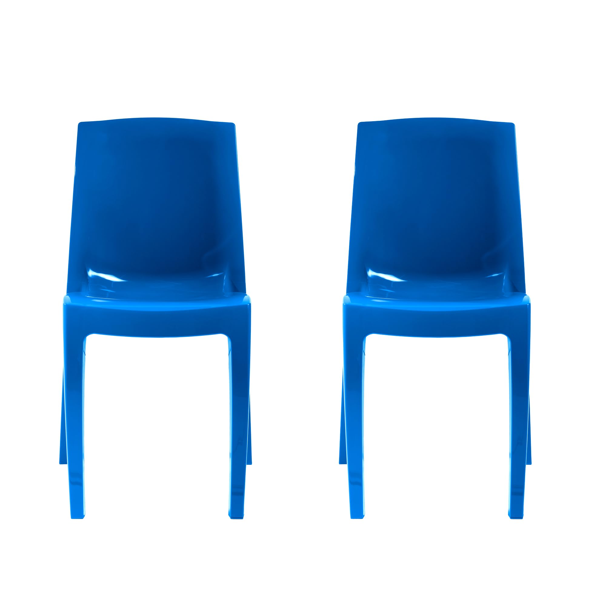 2 x Chairs Sky Blue Gloss, Stackable, Recyclable, Strong, Made in UK, Durable, Stylish, Comfortable, UV Resistant | Kitchen, Living, Dining, Office, Outdoor, Café, Restaurant, College, Hotel