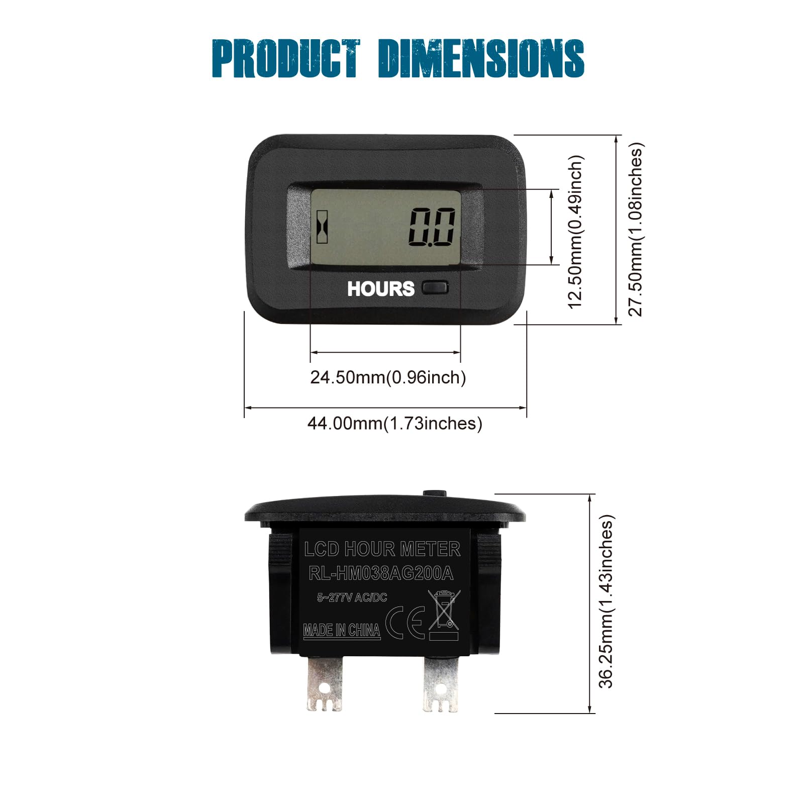 Runleader Compteur Horaire LCD Numérique, AC/DC 5V à 277V, Heures
