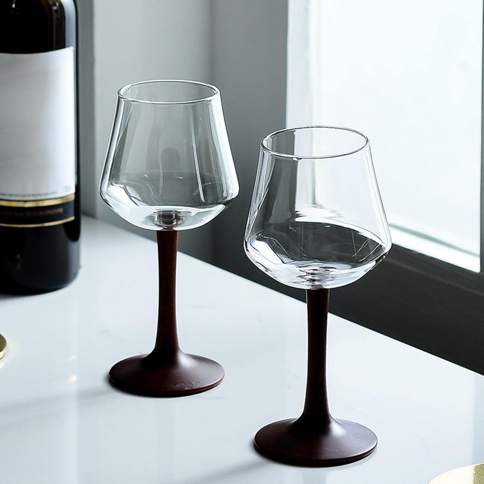 Juego de 3 copas de vino tinto sopladas a mano para fiesta aniversario degustación de vino, estilo 3