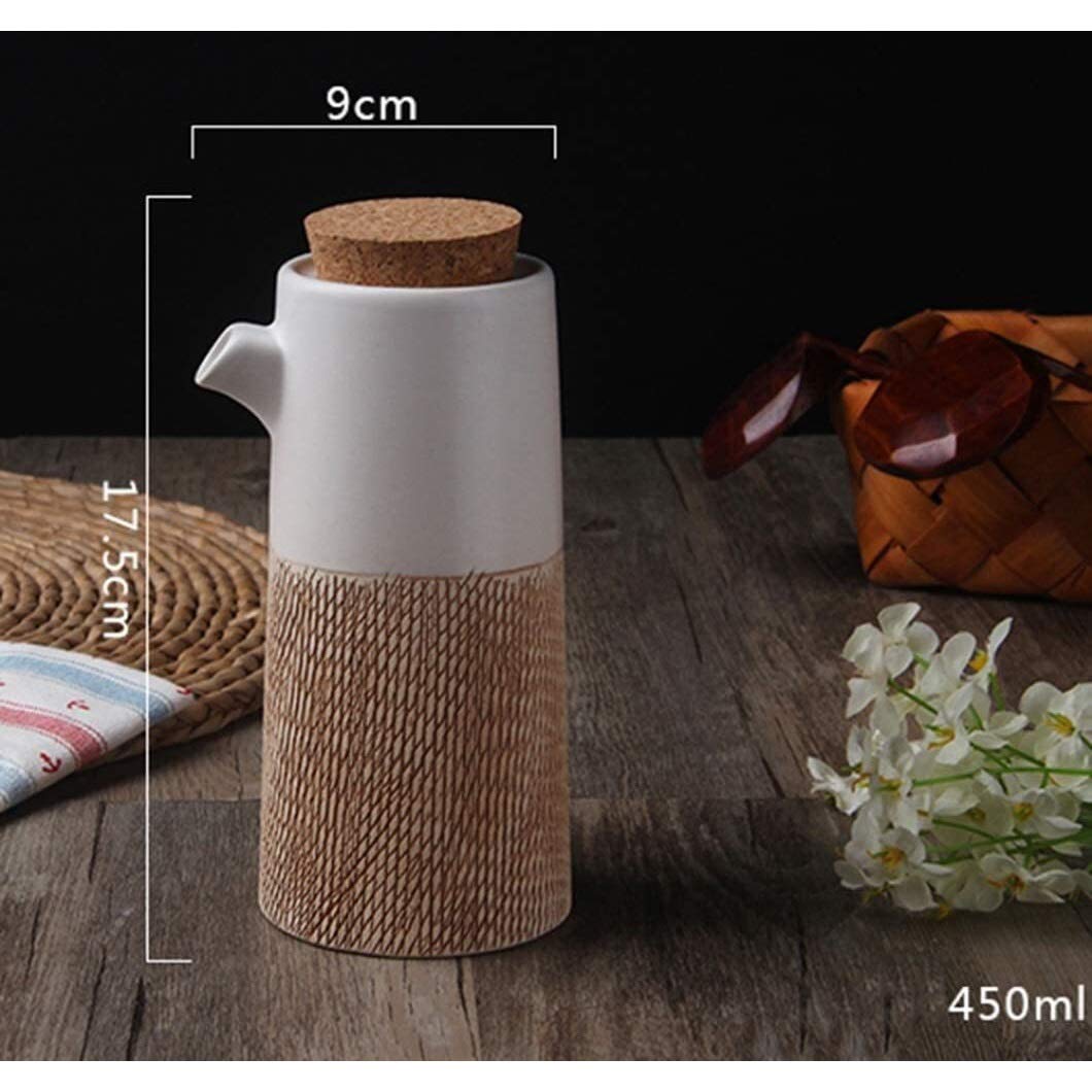 Dozownik octu i oleju ręcznie wykonany ceramiczny dozownik oliwy z oliwek lub octu Retro Color 480 ml