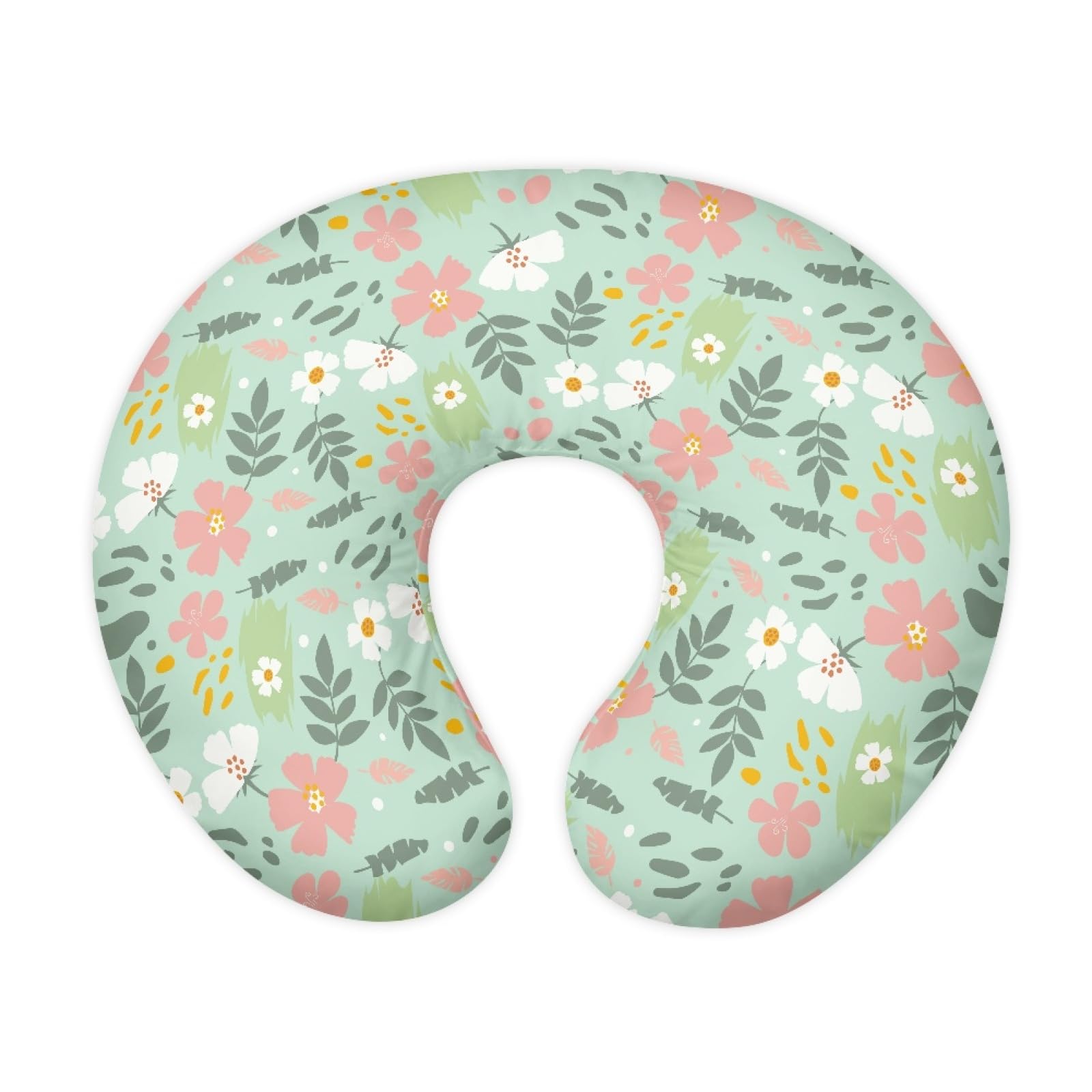 GOSTONG Hawaii Floral Nursing Pillow Cover for Baby Girls and Boys U-Shaped Breastfeeding Pillow Protectors Quick Dry Fabric Standard Infant Nursing Pillow Covers