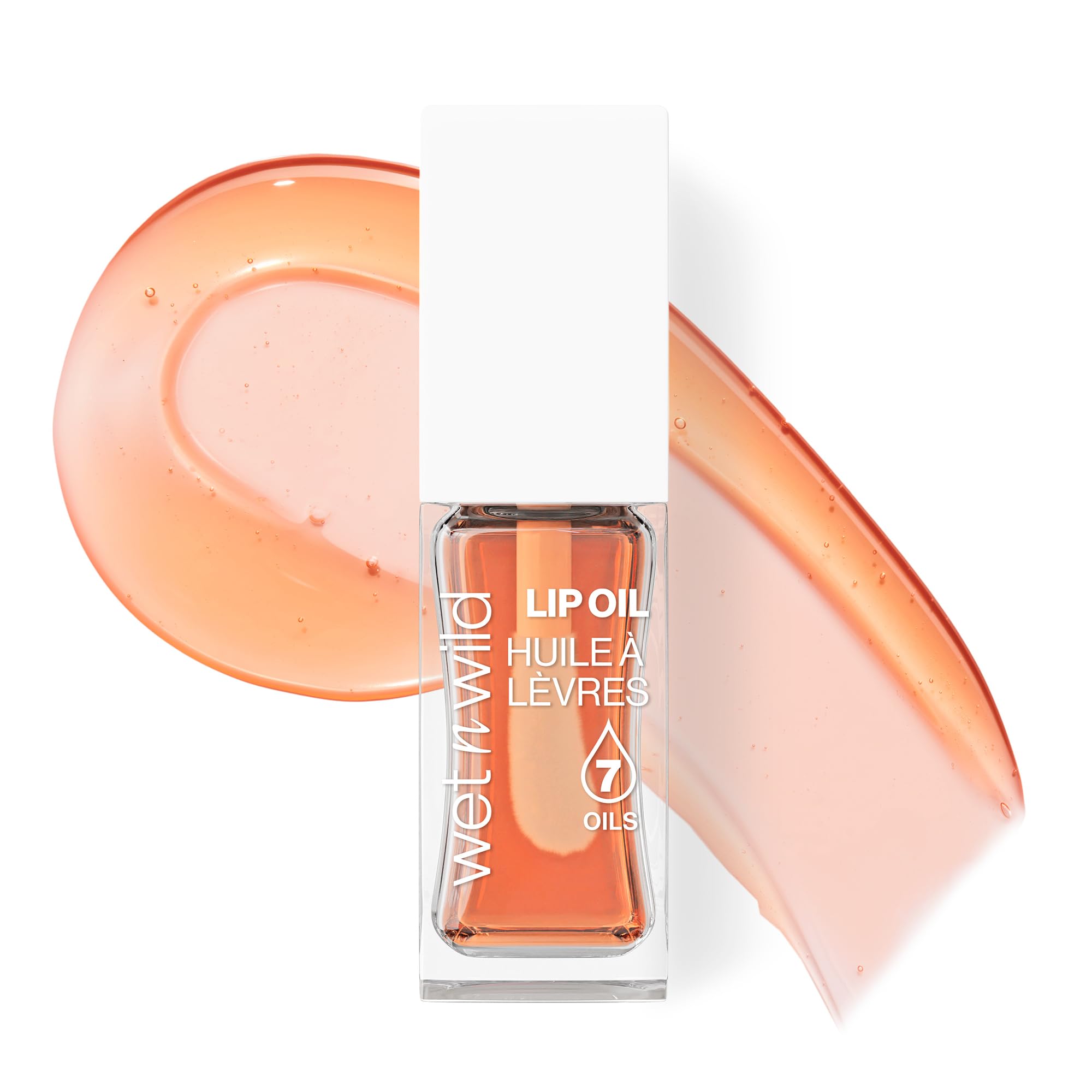 Wet n WildTinted Lip Oil, Nourishing & Non-Sticky Orange Lip Gloss Powered by 7 Natural Oils, Lightweight Formula for Mirror-Like Glow Effect, Orange Blossom Shade