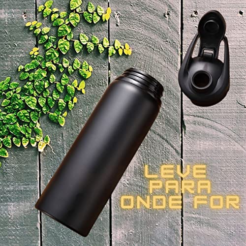 Garrafa Squeeze 600ml Alumínio Fitness Água Academia Esporte Escritório Preta