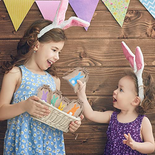 HIPIHOM 24pcs Easter Burlap Bags, Bunny Jute Gift Bags with Drawstring for Candy, Birthday, Wedding Party Favors, Decoration Supplies, 3.9x5.9IN (Brown) by HIPIHOM - Image 6