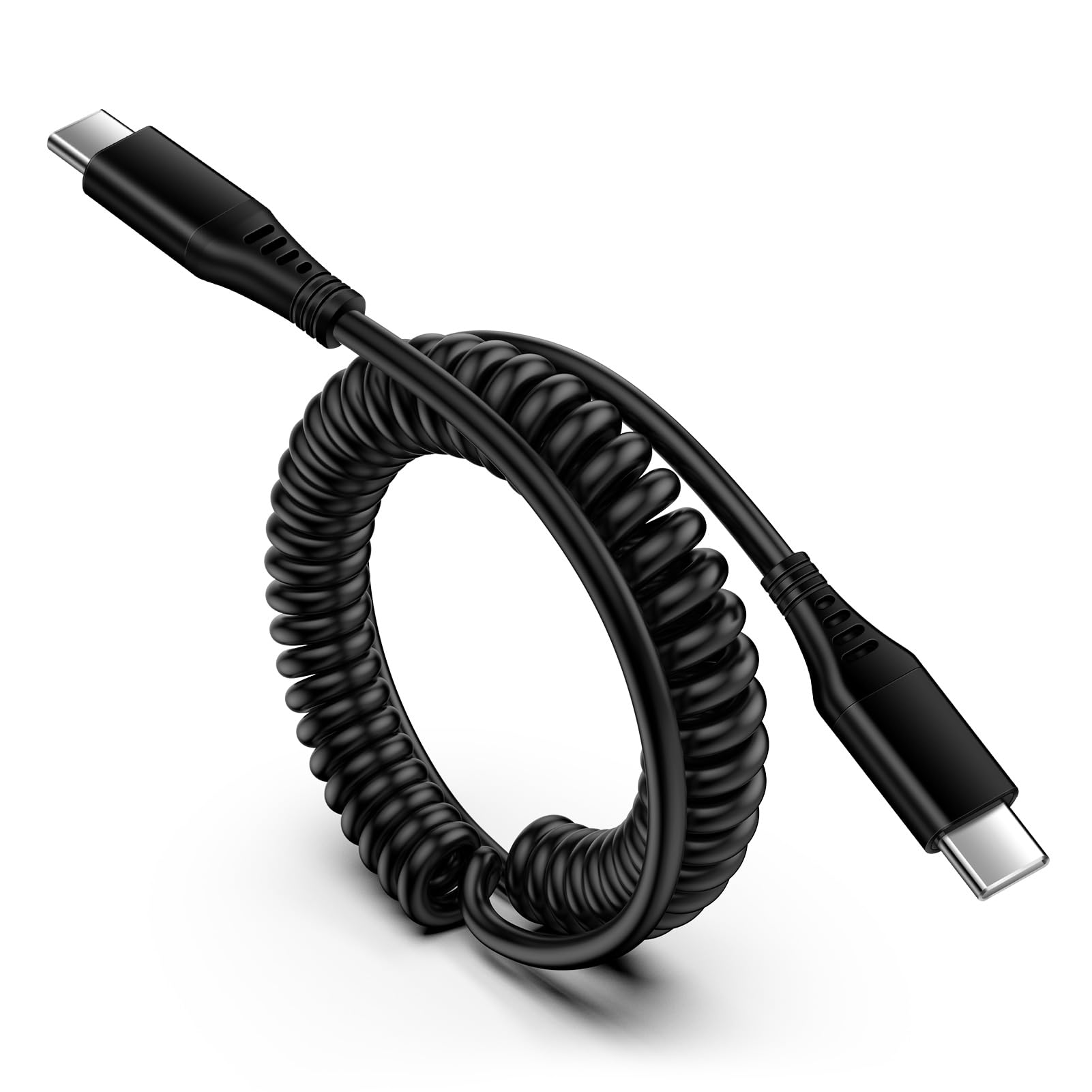 Spiralkabel USB C auf USB C Kabel, Typ C Handy Schnellladekabel, Android Auto Ladekabel Datenkabel für Samsung Galaxy A56 5G A55 A54 A17 A16 A15 A36 A35 S26 S25 S24 S23 S22, iPhone 17 16 15, Xiaomi
