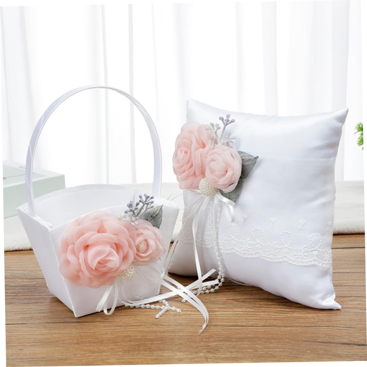 Beaupretty Wedding Flower Basket for Bride and Petal Storage, Portable Fabric Bridal Basket with Handle, Suitable for Wedding Ceremony and Party Supplies