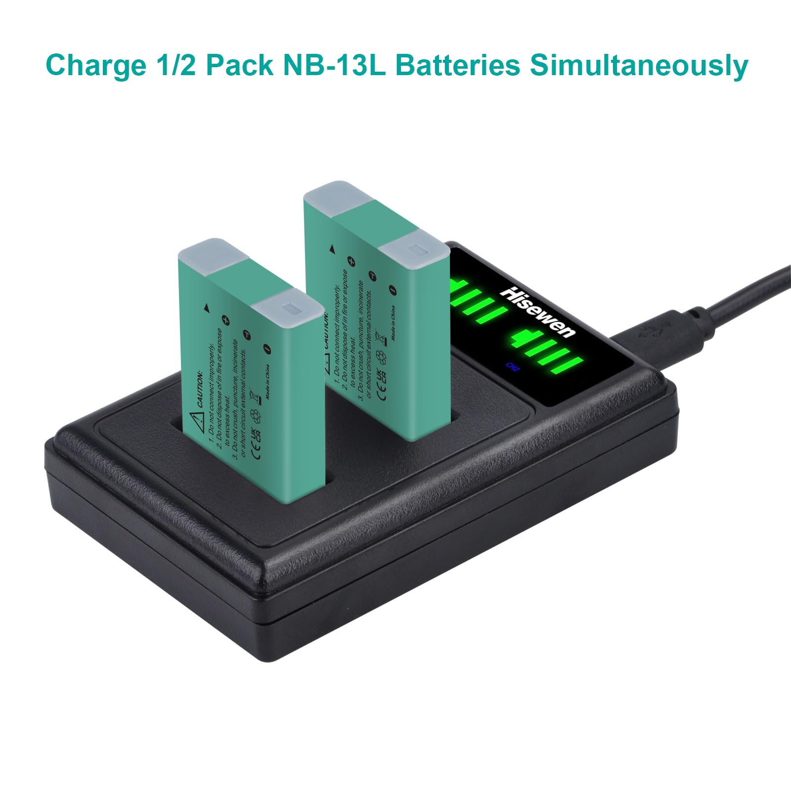 Hisewen 2Pack NB-13L Battery and Charger for Canon PowerShot G7 X