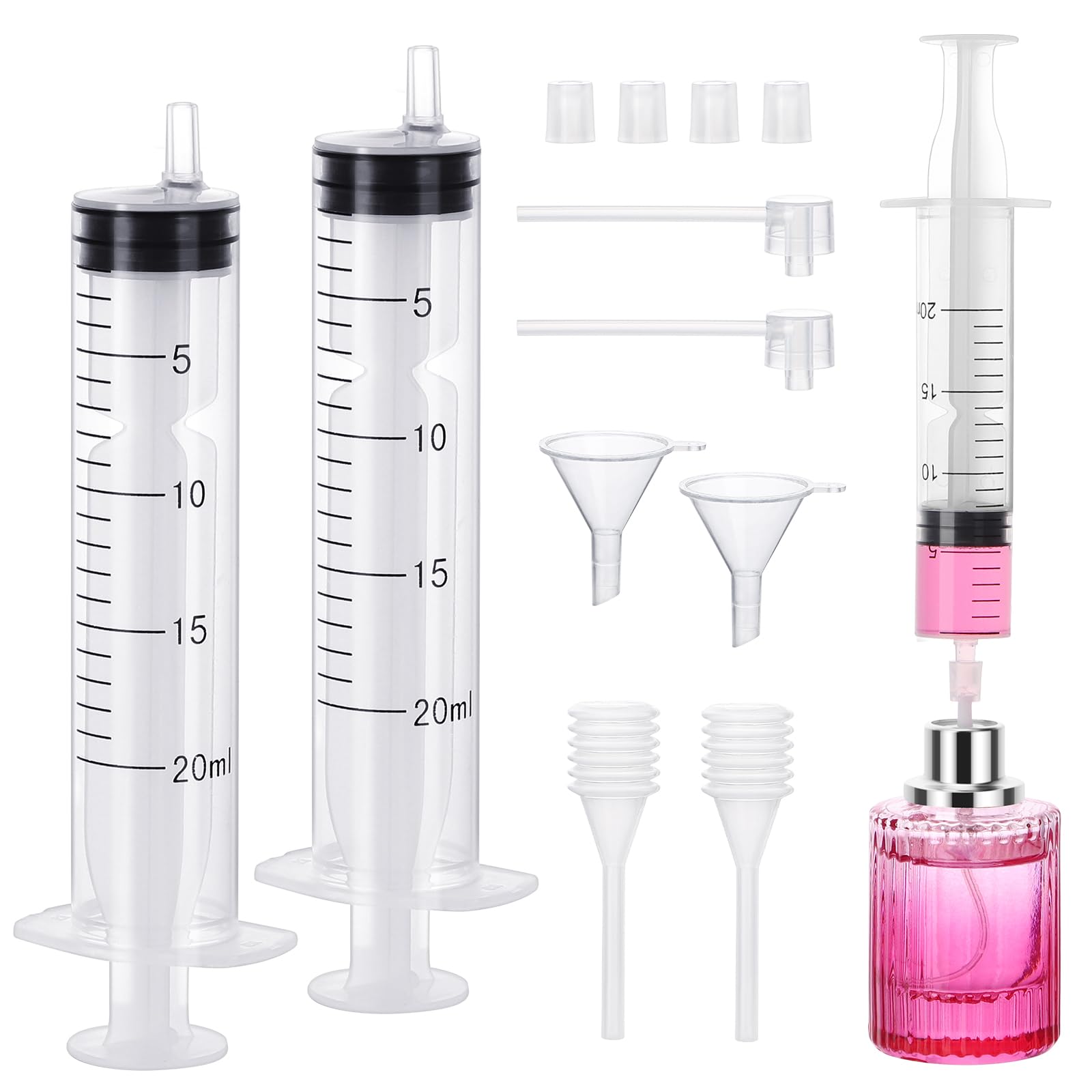 Segbeauty 20ml Perfume Refill Tool Kit, 8pcs Plastic Clear Perfume Dispenser Transfer Tool Set, 0.68oz Large Perfume Funnel Cosmetic Dispenser Pump Transfer Tool for Travel Refillable Perfume Atomizer