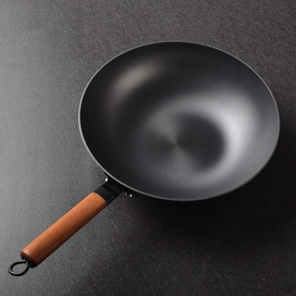 Cookware Iron Wok Traditional Handmade Iron Wok Non-Stick Pan Non-Coating Induction and Gas Cooker Cookware (Size : 30cm)