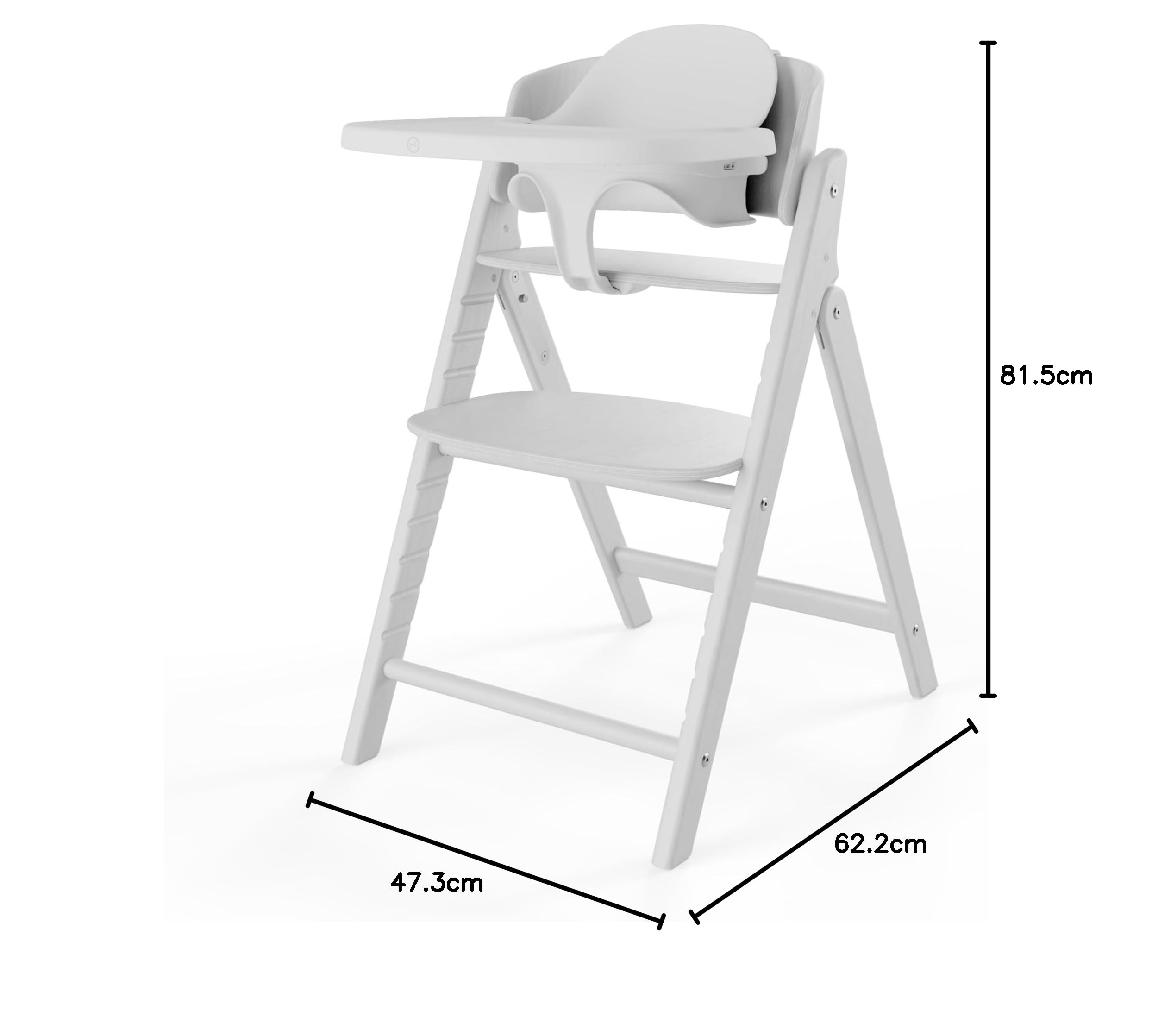 CYBEX Gold krzesełko do karmienia CLICK & FOLD Zestaw 3w1, Rośnie razem z dzieckiem, Może być używany od urodzenia przez osobne Złote gniazdko Leżaczka, drewno bukowe/plastik, All White