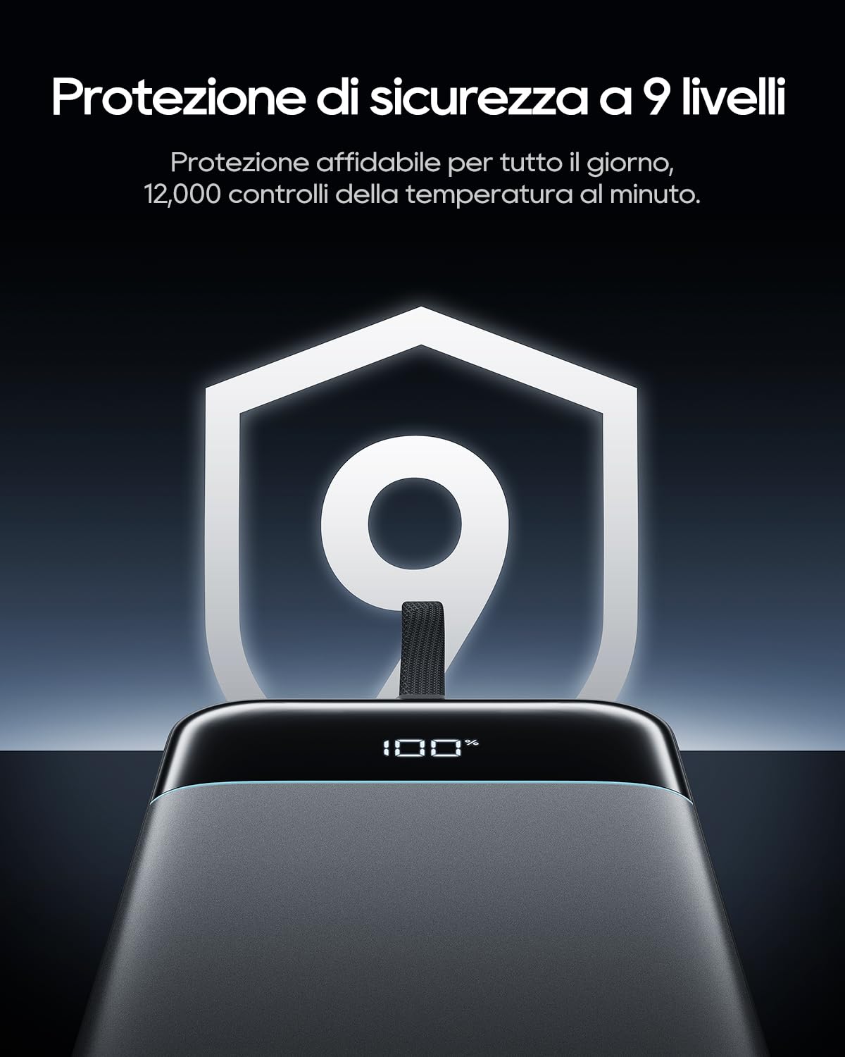 CUKTECH Power Bank 25000mAh Caricatore Portatile 100W Max con Cavo USB-C Integrato, Batteria Esterna a Ricarica Rapida per MacBook Pro/Air, iPhone 17/16/15 Series, Samsung, Pixel