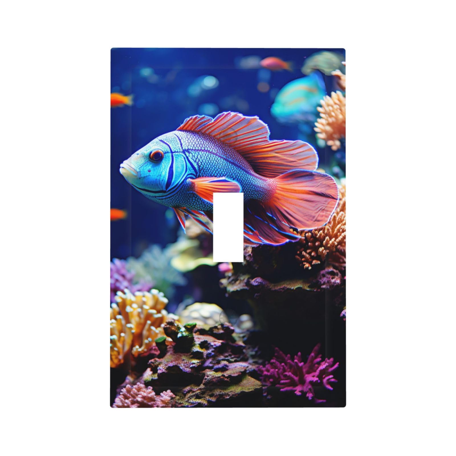 Kloph Style T Decorator Wall Plate 1 Gang Light Switch Covers Coral Reef Fish Aquarium Wallplate Single Toggle Switch Plate Mid Size 5" X 3" Electrical Outlet Covers Decorative Wall Switch Plate Cover Decor