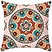 EHOMERY Kanapa poszewki na poduszki wzór poduszka na duże krzesło wzór mandali aksamitne poszewki na poduszki podłużne do jadalni zielone pomarańczowe 45 x 45 cm