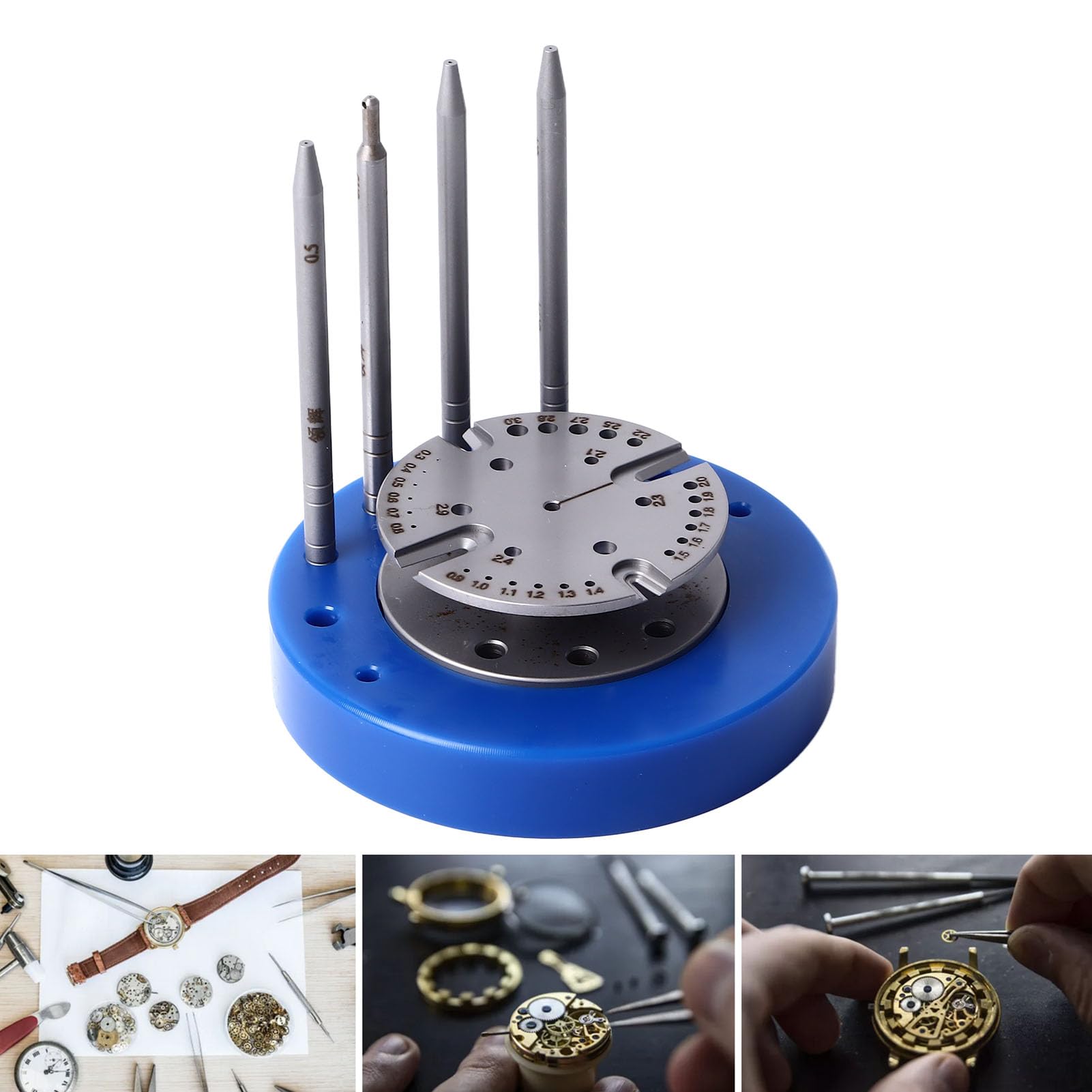 Luocute Reloz de Movimiento Balance de la Rueda PE Hairspring Stand, Watch Movement Balance Supporter Professional Watches Profess Sporter Support Support para Reparación de Relojeros